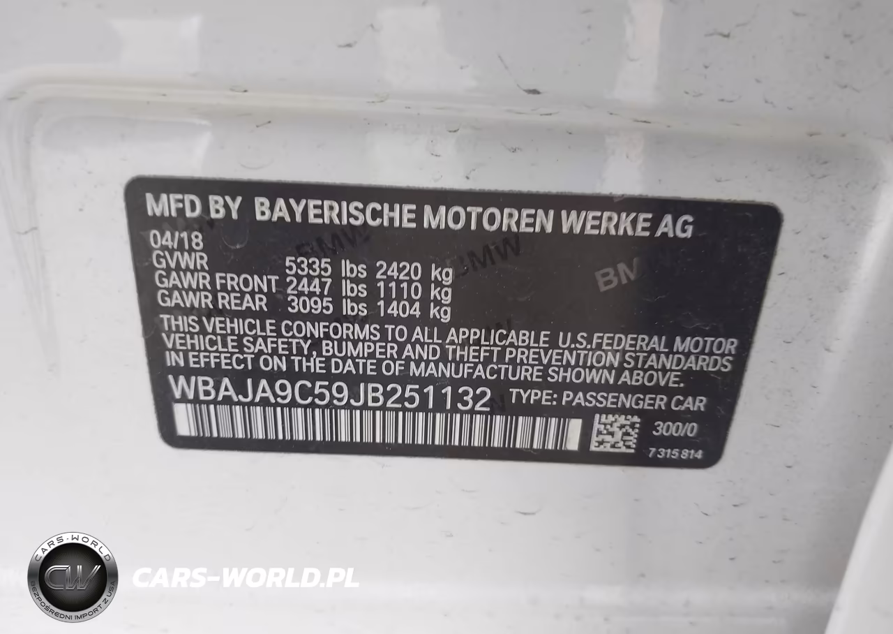 2018 BMW 530E Iperformance VIN:WBAJA9C59JB251132 - 9