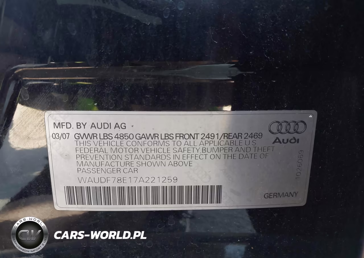 2007 Audi A4 2.0T VIN:WAUDF78E17A221259 - 9