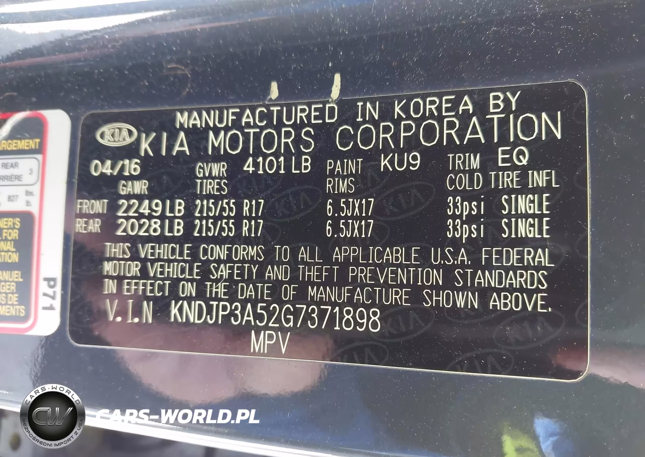 2016 Kia Soul + VIN:KNDJP3A52G7371898 - 9