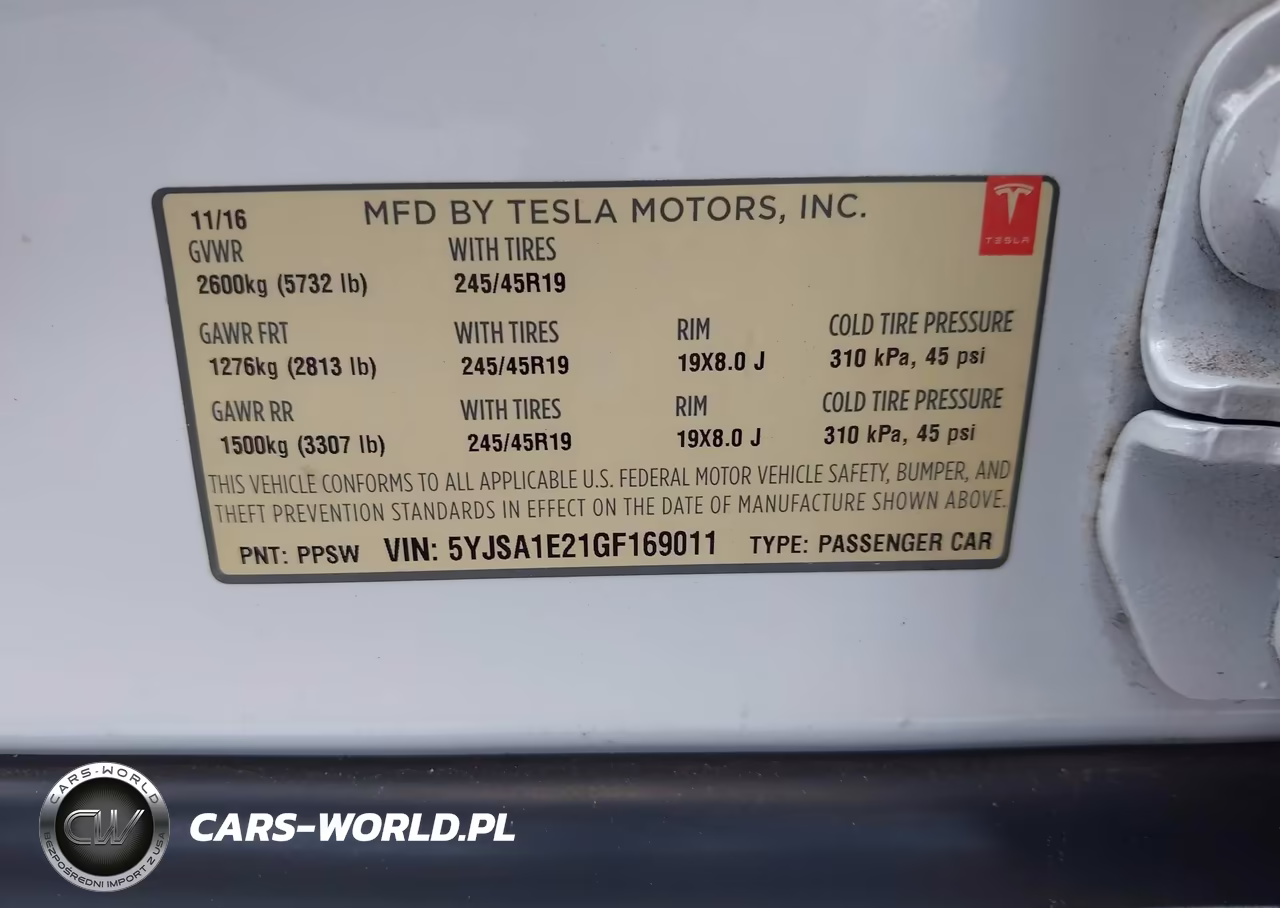 2016 Tesla Model S 60D-70D-75D-85D-90D VIN:5YJSA1E21GF169011 - 9