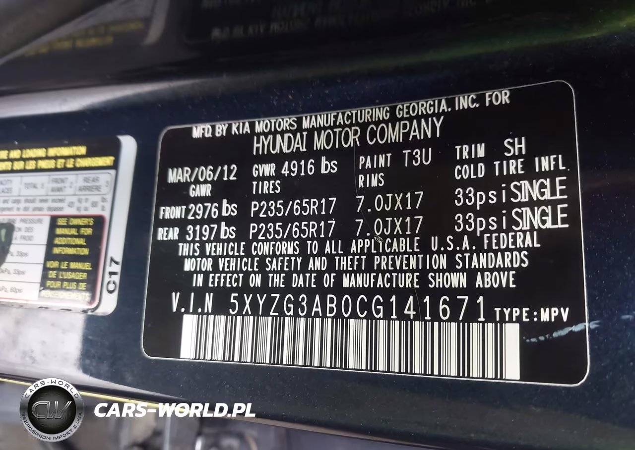 2012 Hyundai Santa Fe Gls VIN:5XYZG3AB0CG141671 - 9