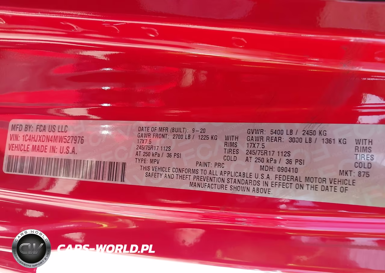 2021 Jeep Wrangler Unlimited Sport S 4X4 VIN:1C4HJXDN4MW527976 - 9