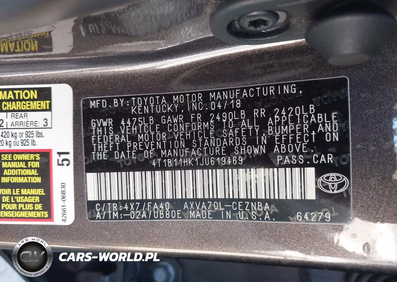 2018 Toyota Camry Le VIN:4T1B11HK1JU619469 - 9