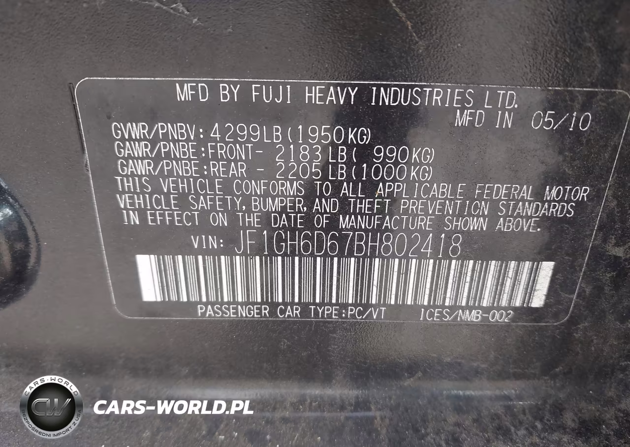 2011 Subaru Impreza Outback Sport VIN:JF1GH6D67BH802418 - 9