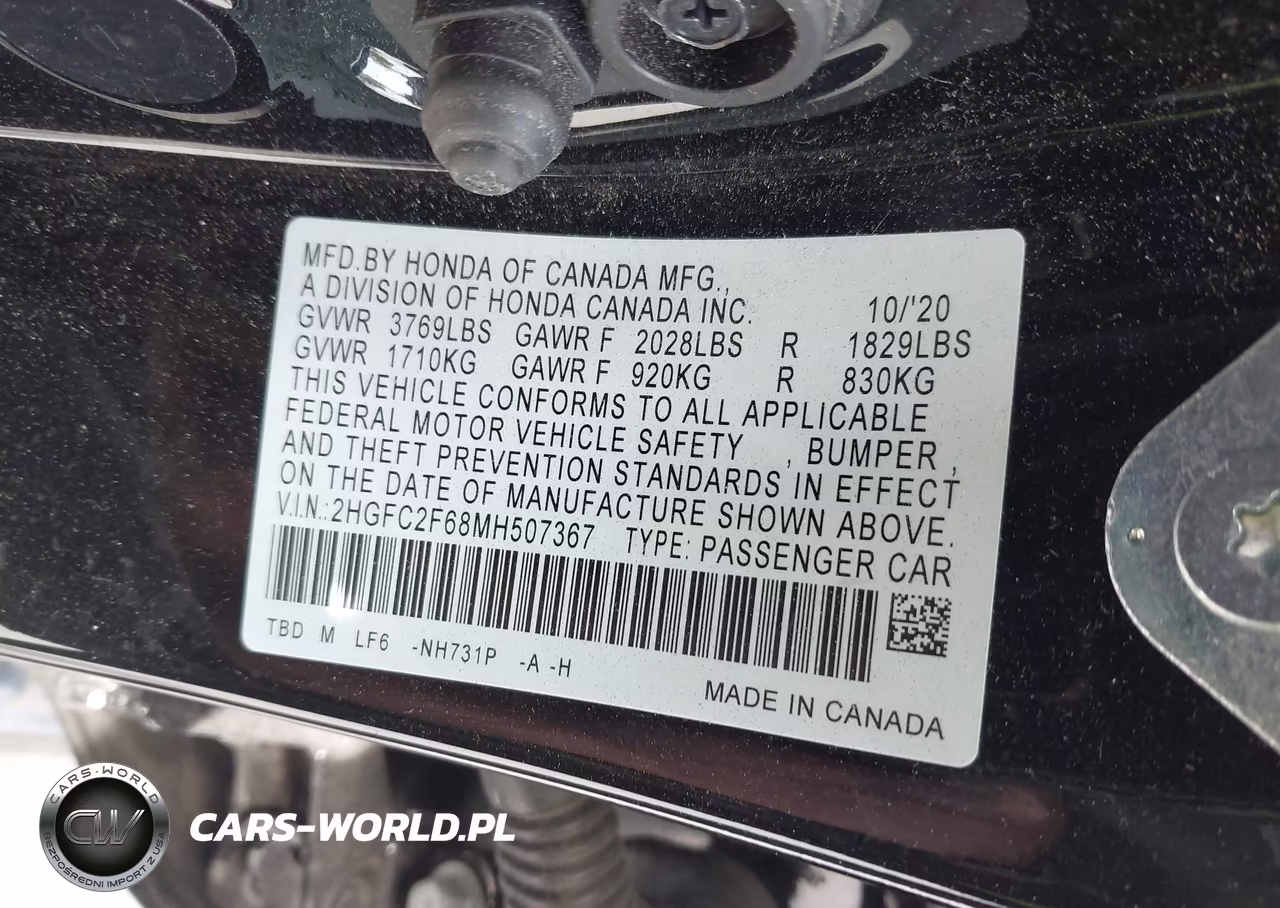 2021 Honda Civic Lx VIN:2HGFC2F68MH507367 - 9