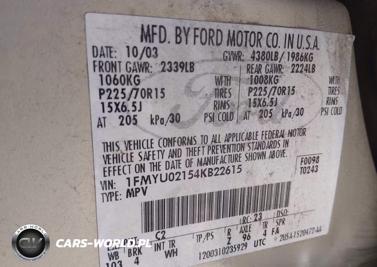 2004 Ford Escape Xls VIN:1FMYU02154KB22615 - 9