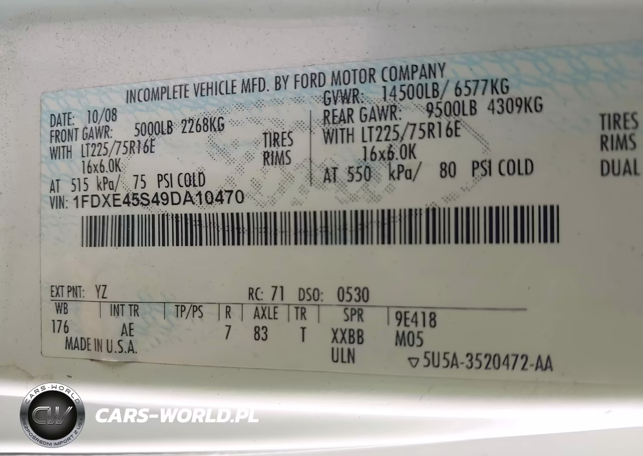 2009 Ford E-450 Cutaway VIN:1FDXE45S49DA10470 - 9