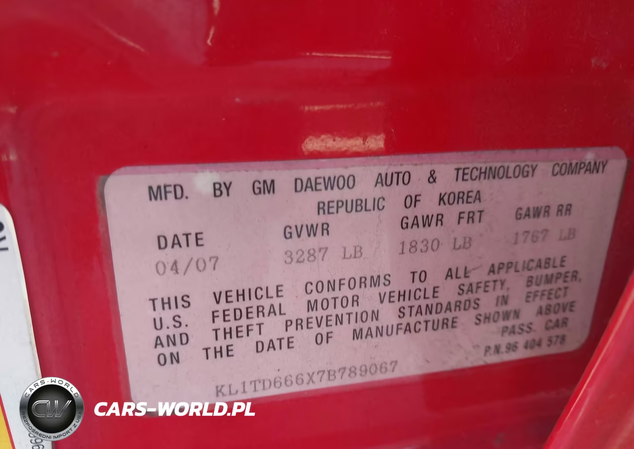 2007 Chevrolet Aveo 5 Ls VIN:KL1TD666X7B789067 - 9