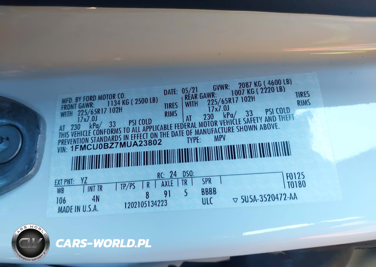 2021 Ford Escape Se Hybrid VIN:1FMCU0BZ7MUA23802 - 9