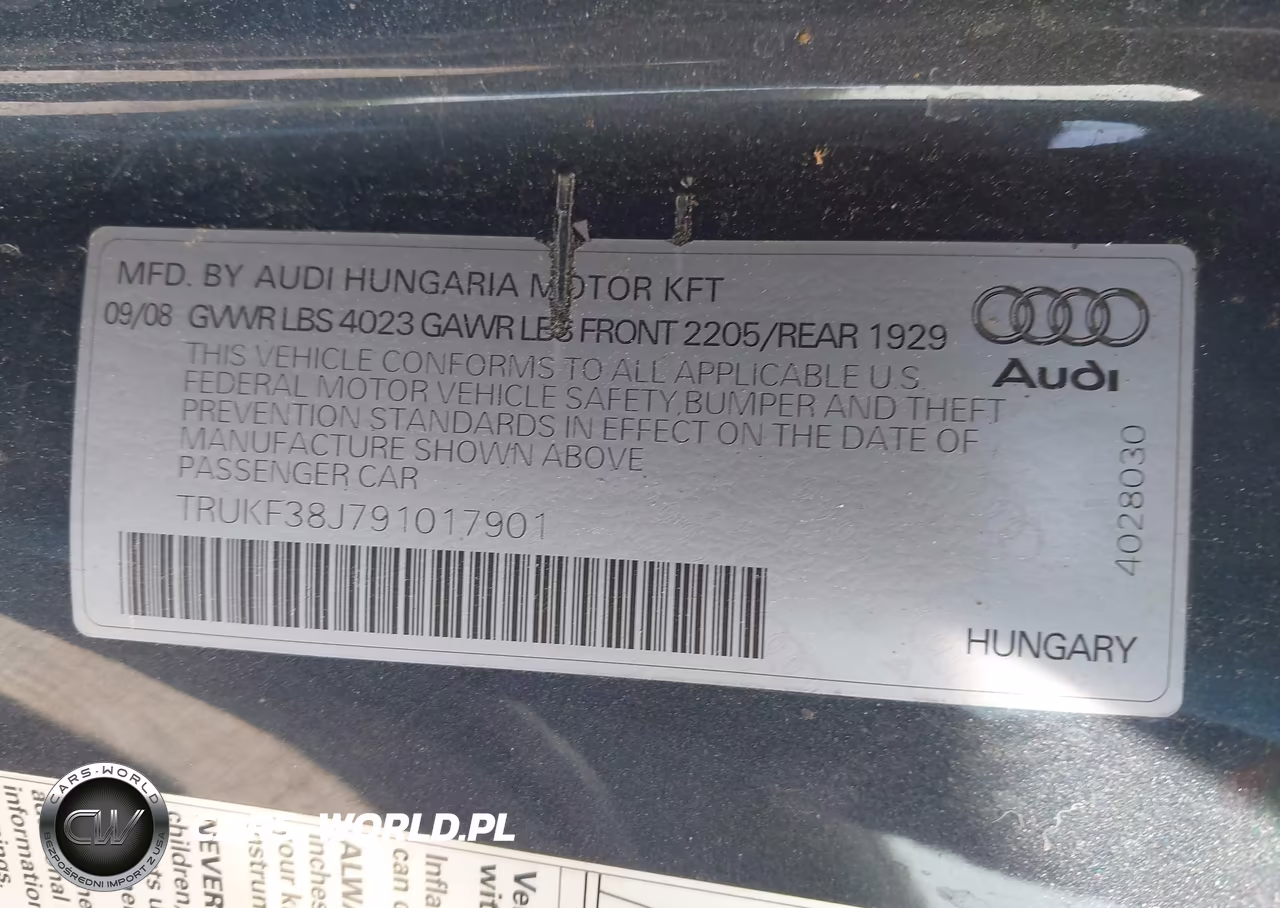 2009 Audi Tt VIN:TRUKF38J791017901 - 9
