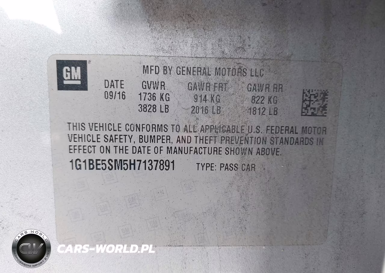 2017 Chevrolet Cruze Lt Auto VIN:1G1BE5SM5H7137891 - 9