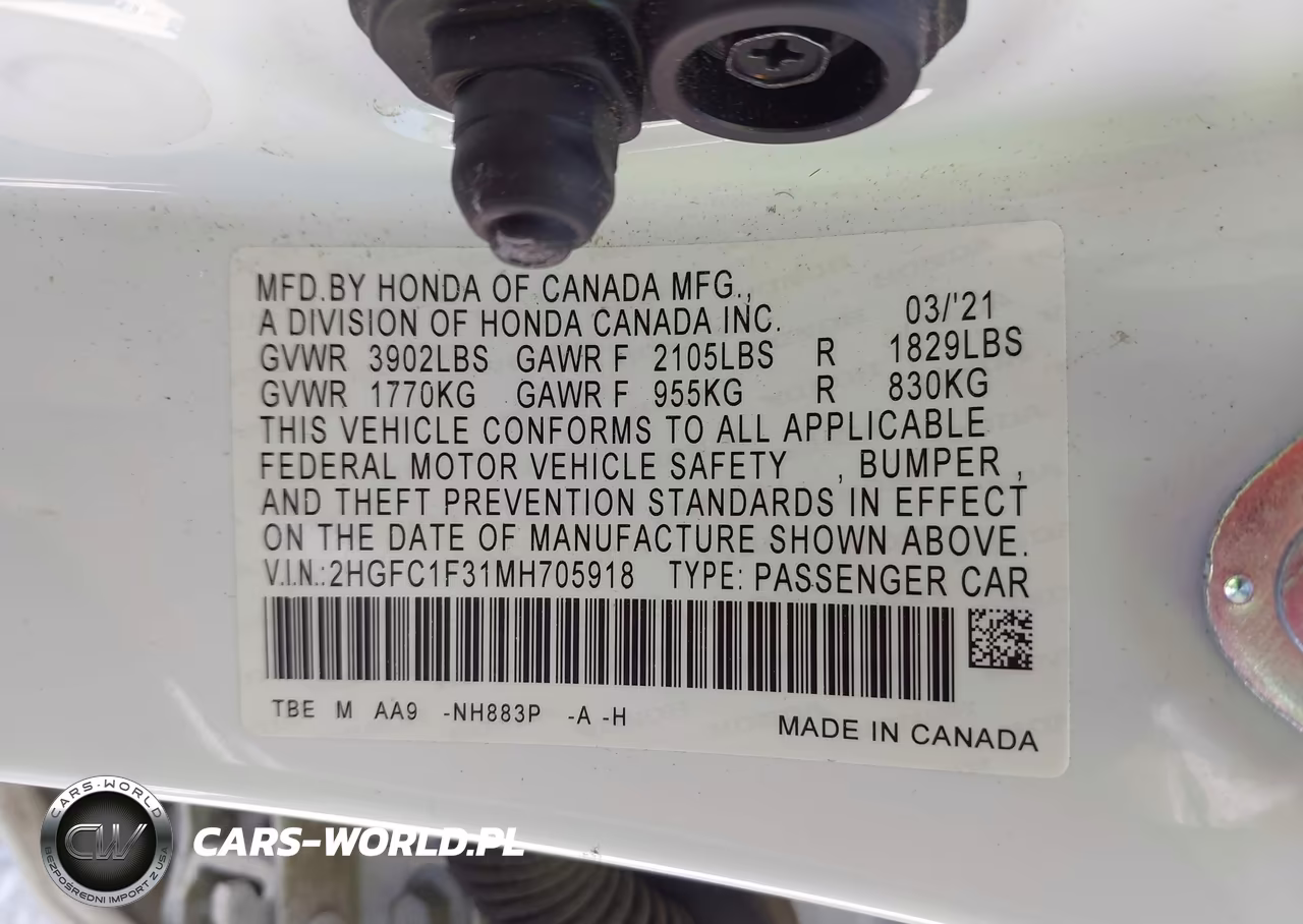 2021 Honda Civic Ex VIN:2HGFC1F31MH705918 - 9