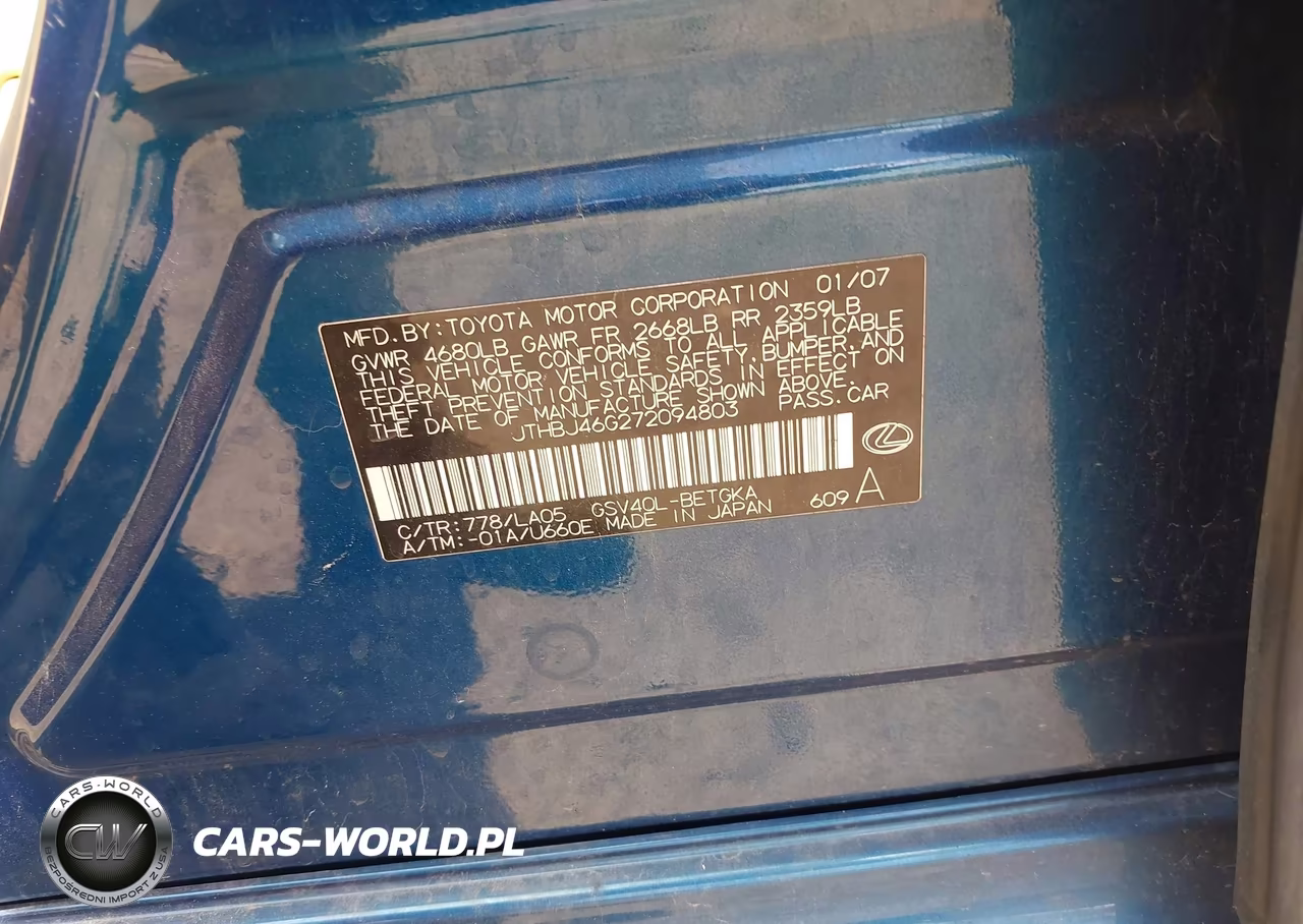 2007 Lexus Es 350 VIN:JTHBJ46G272094803 - 9