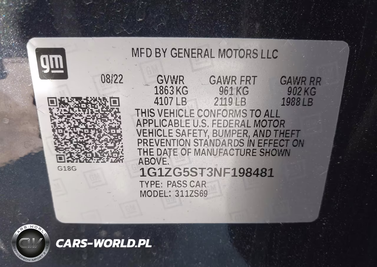 2022 Chevrolet Malibu Fwd Rs VIN:1G1ZG5ST3NF198481 - 9