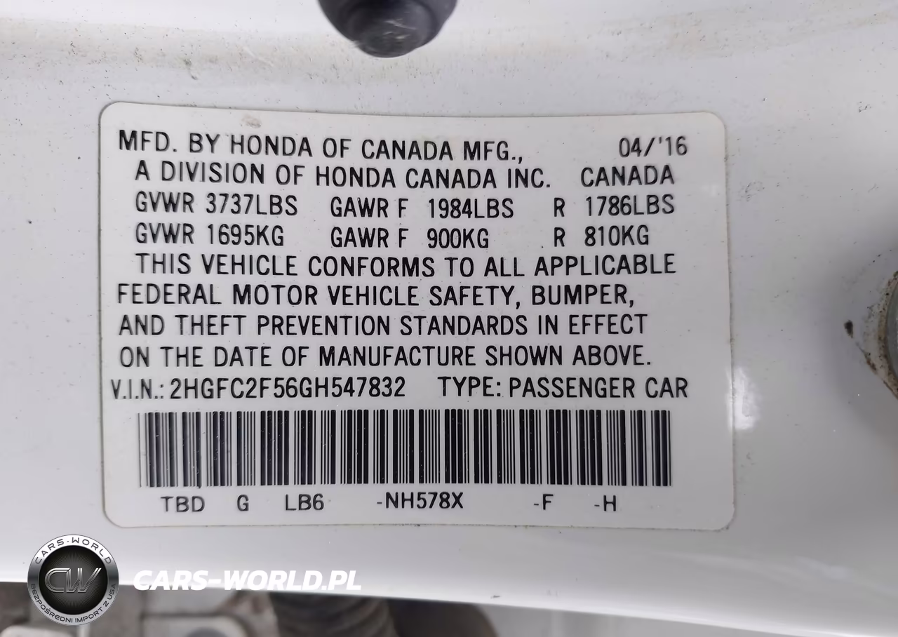 2016 Honda Civic Lx VIN:2HGFC2F56GH547832 - 9