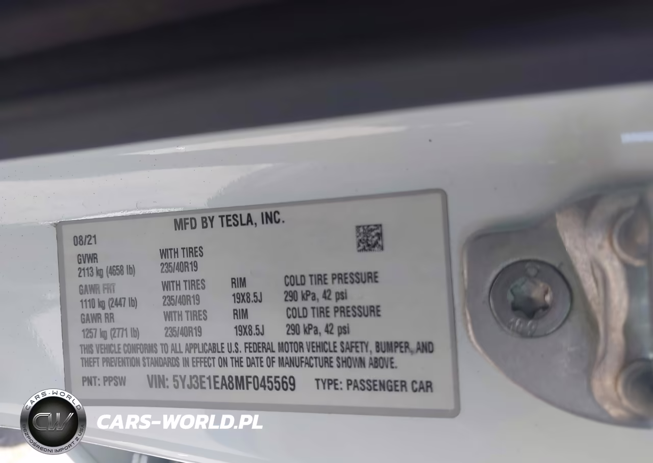 2021 Tesla Model 3 Standard Range Plus Rear-Wheel Drive VIN:5YJ3E1EA8MF045569 - 9