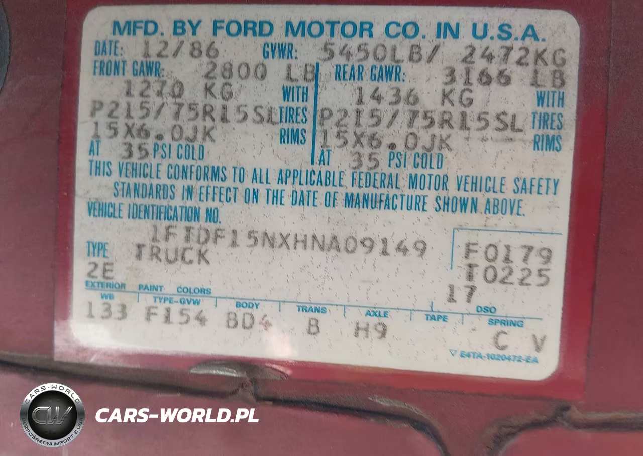 1987 Ford F150 VIN:1FTDF15NXHNA09149 - 9