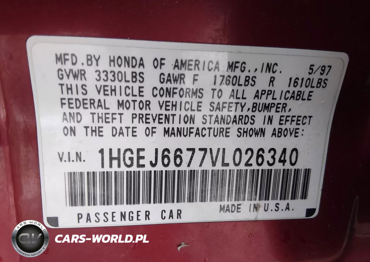1997 Honda Civic Lx VIN:1HGEJ6677VL026340 - 9