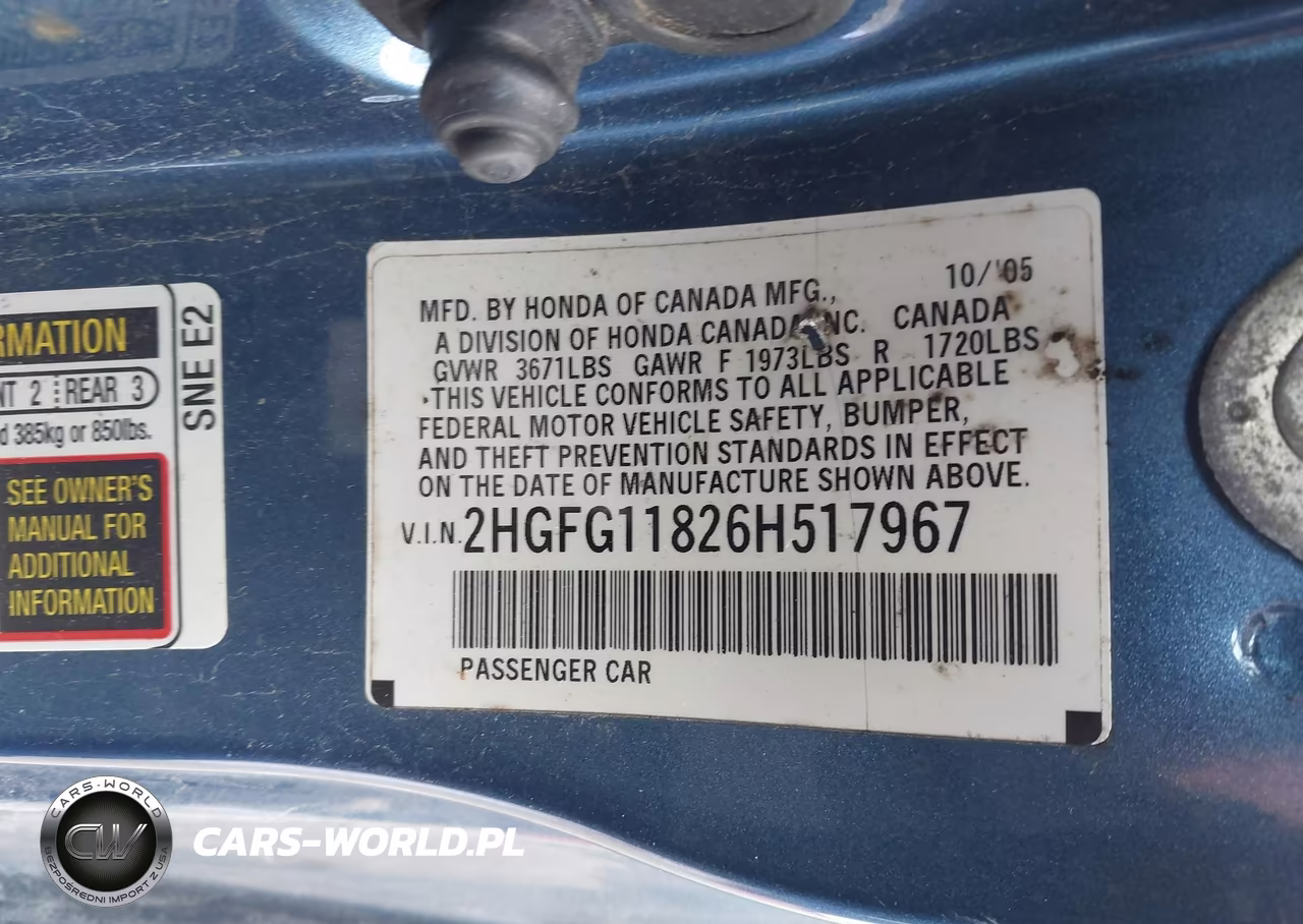 2006 Honda Civic Ex VIN:2HGFG11826H517967 - 9