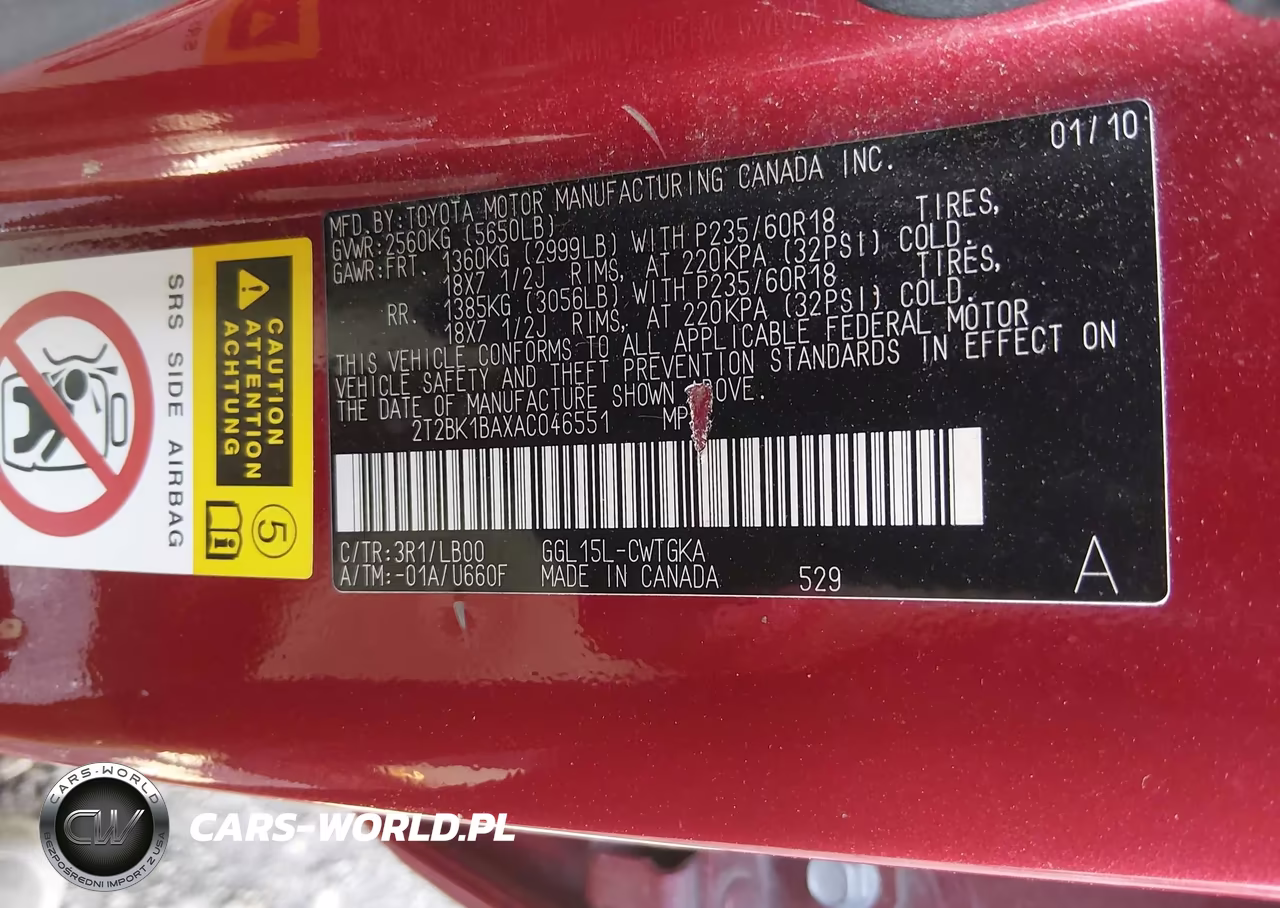 2010 Lexus Rx 350 VIN:2T2BK1BAXAC046551 - 8