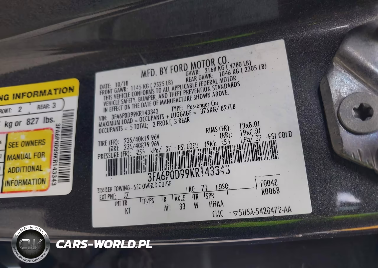 2019 Ford Fusion Titanium VIN:3FA6P0D99KR143343 - 9