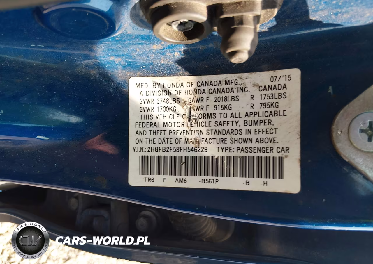 2015 Honda Civic Lx VIN:2HGFB2F58FH546229 - 9