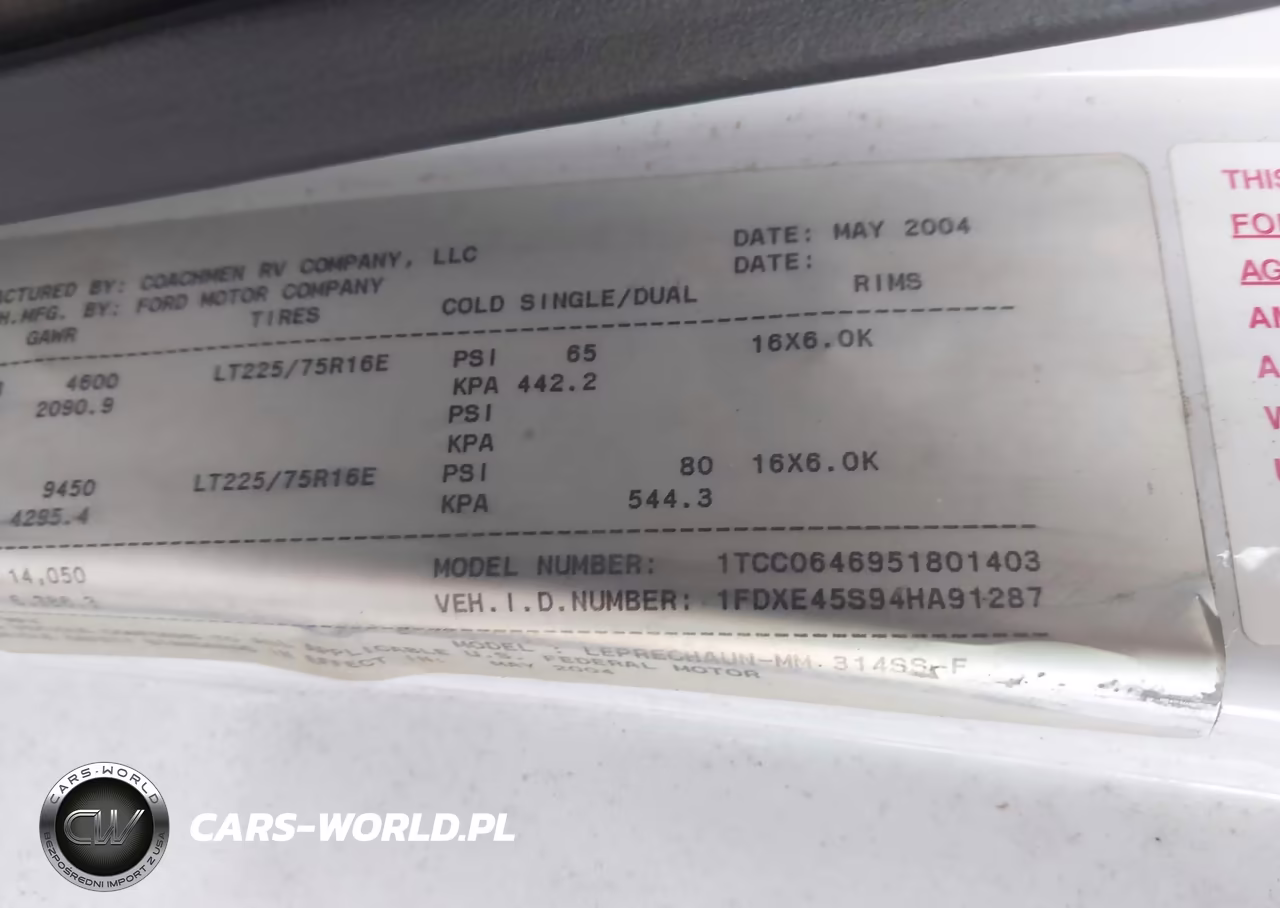 2004 Ford E-450 Cutaway Standard VIN:1FDXE45S94HA91287 - 8