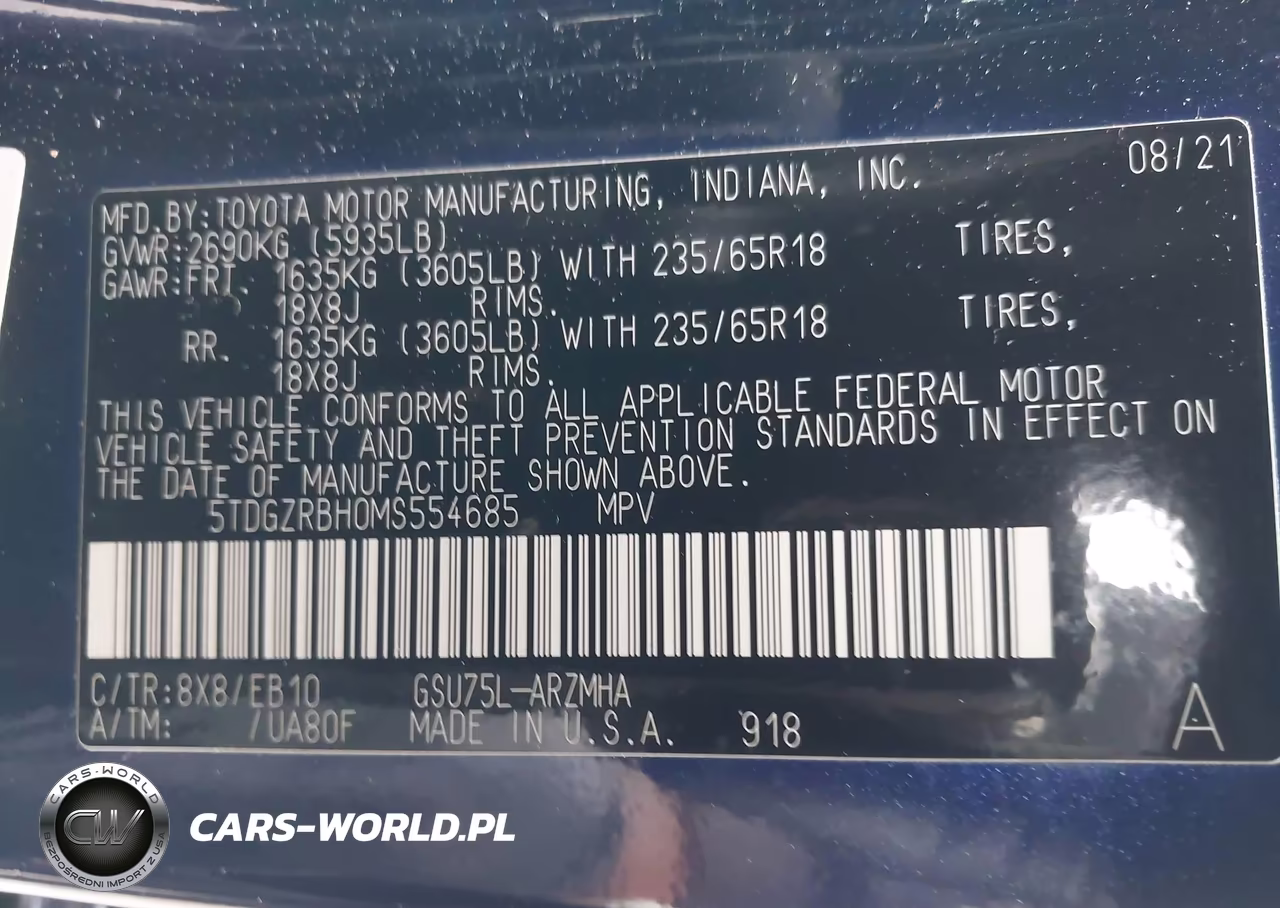 2021 Toyota Highlander Xle VIN:5TDGZRBH0MS554685 - 9