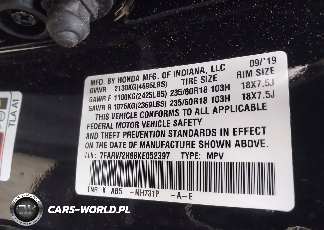 2019 Honda Cr-V Ex-L VIN:7FARW2H88KE052397 - 9
