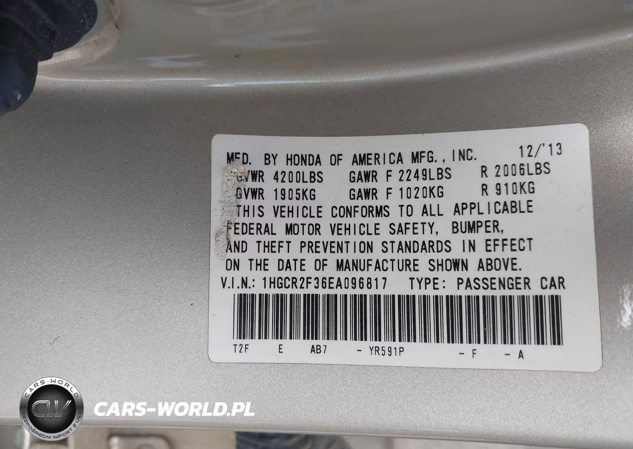 2014 Honda Accord Lx VIN:1HGCR2F36EA096817 - 9