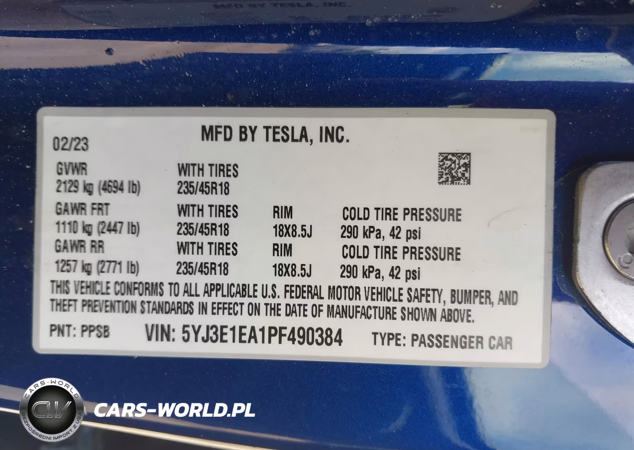 2023 Tesla Model 3 Rear-Wheel Drive VIN:5YJ3E1EA1PF490384 - 9