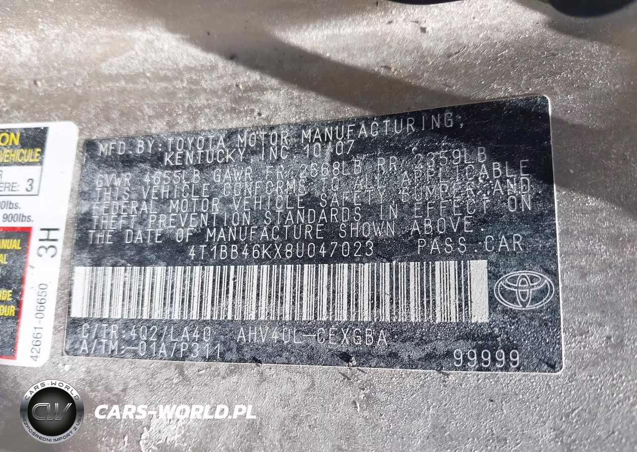 2008 Toyota Camry Hybrid VIN:4T1BB46KX8U047023 - 9
