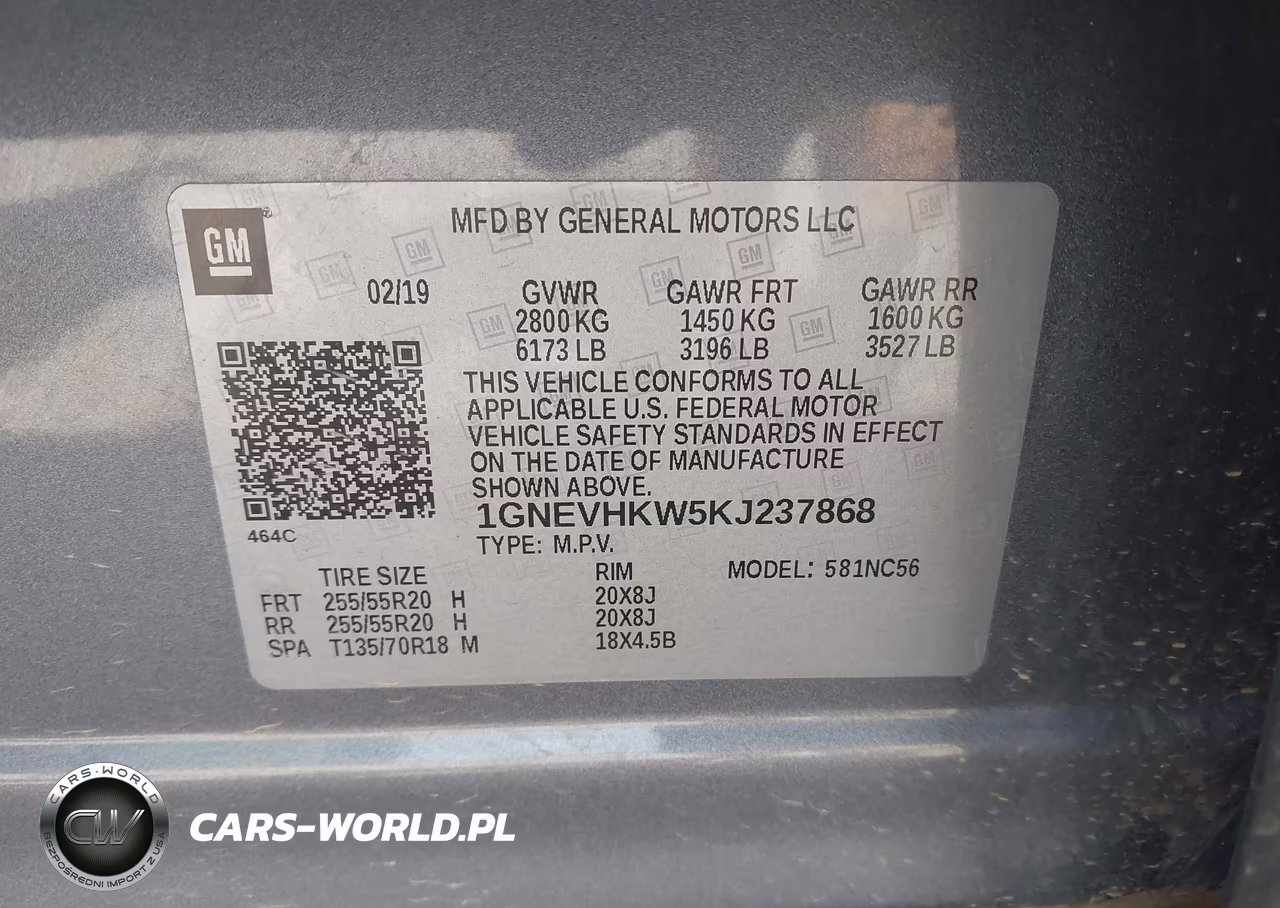 2019 Chevrolet Traverse 3Lt VIN:1GNEVHKW5KJ237868 - 9