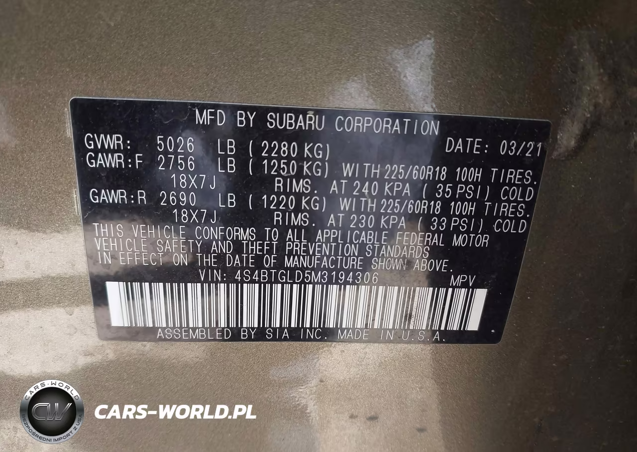 2021 Subaru Outback Onyx Edition Xt VIN:4S4BTGLD5M3194306 - 9
