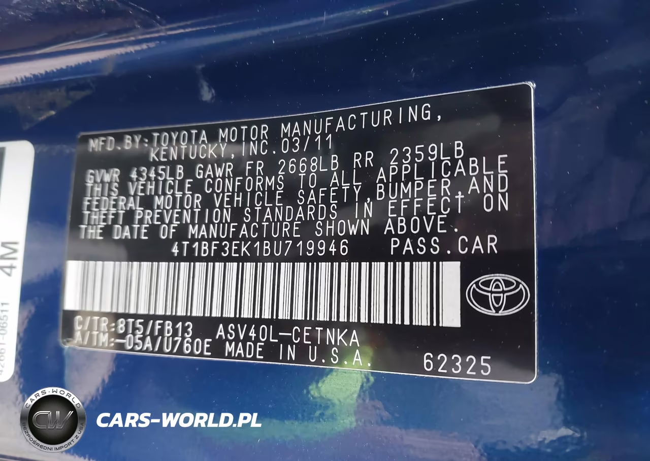 2011 Toyota Camry Le VIN:4T1BF3EK1BU719946 - 9