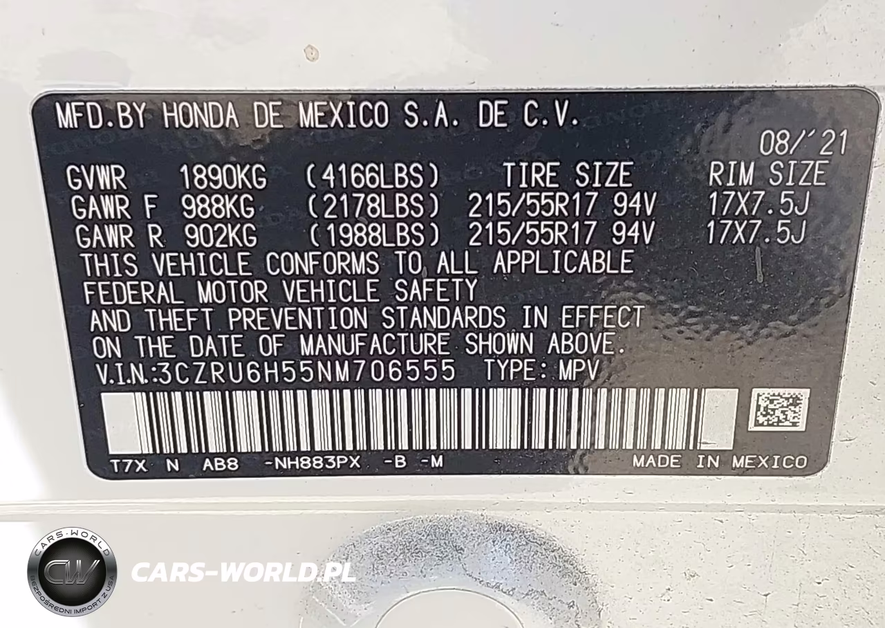 2022 Honda Hr-V Awd Ex VIN:3CZRU6H55NM706555 - 9