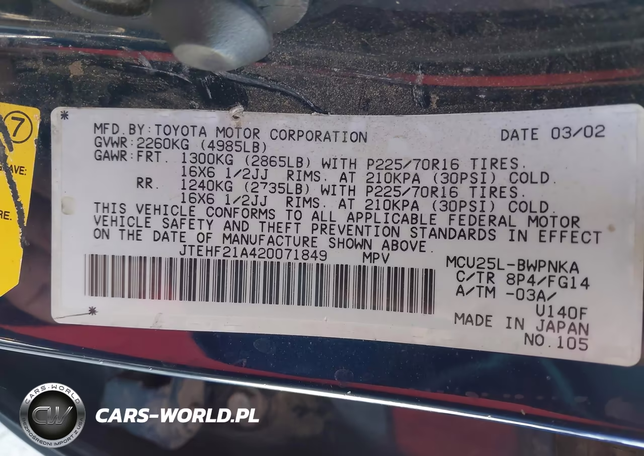 2002 Toyota Highlander V6 VIN:JTEHF21A420071849 - 9