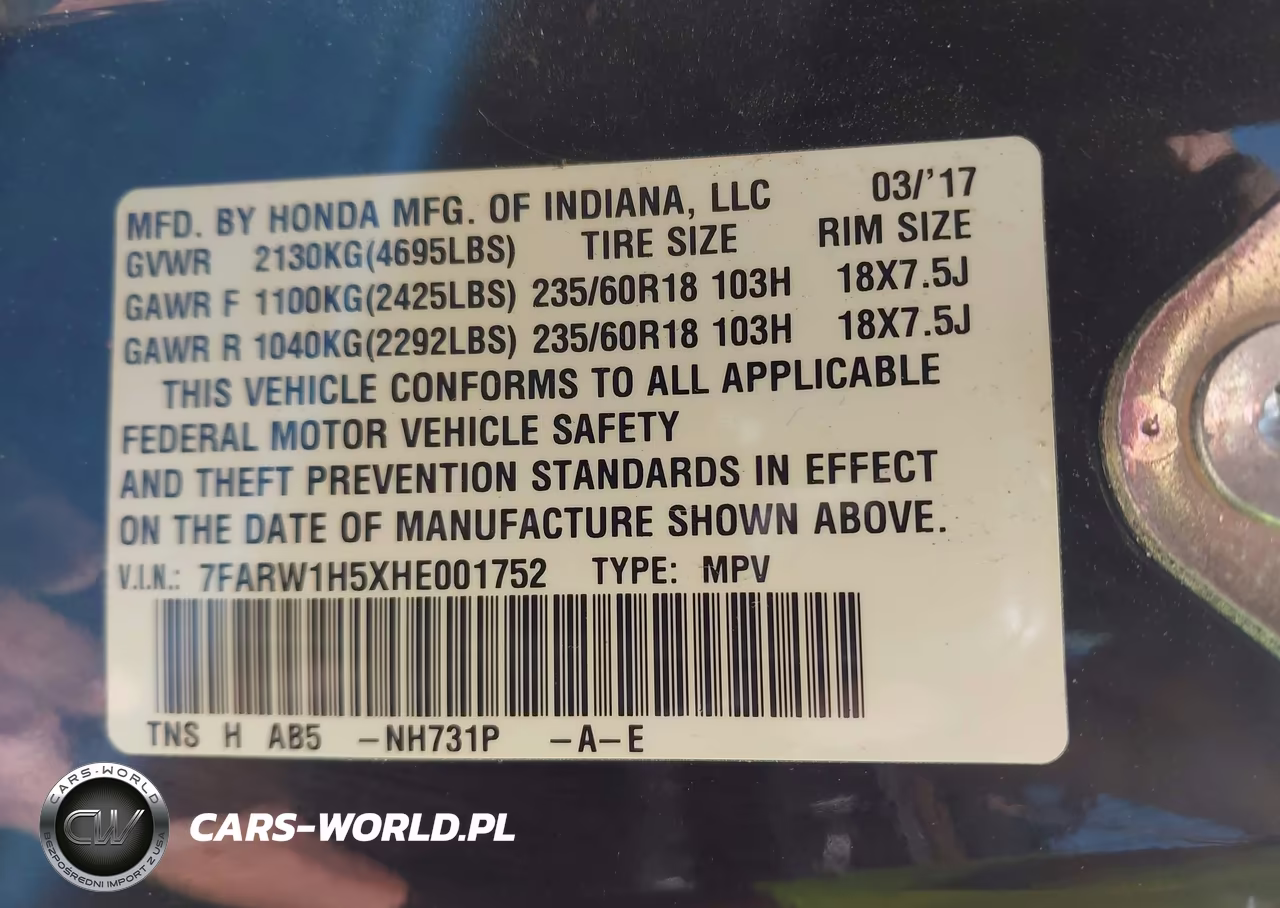 2017 Honda Cr-V Ex VIN:7FARW1H5XHE001752 - 9
