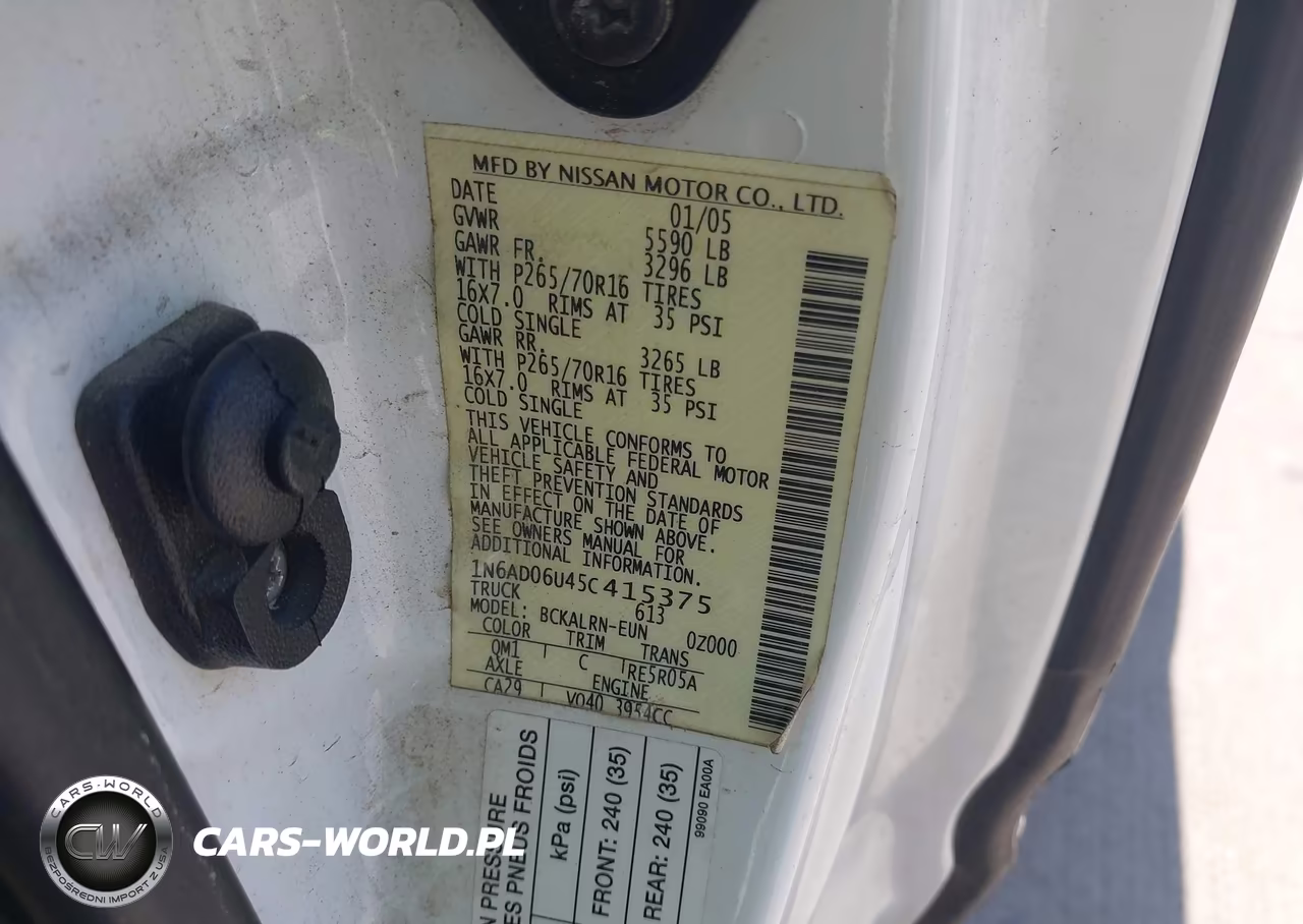 2005 Nissan Frontier Se VIN:1N6AD06U45C415375 - 9