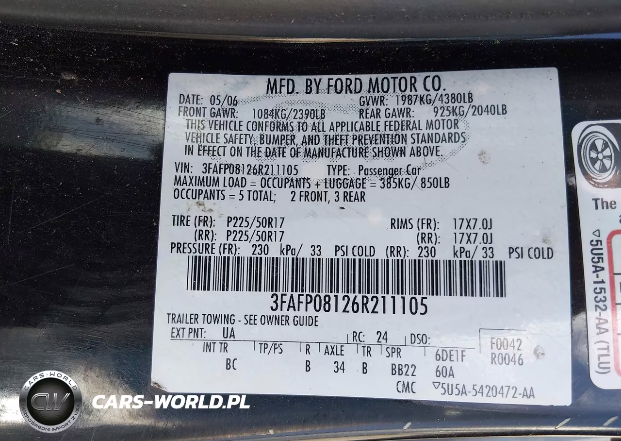 2006 Ford Fusion Sel VIN:3FAFP08126R211105 - 9