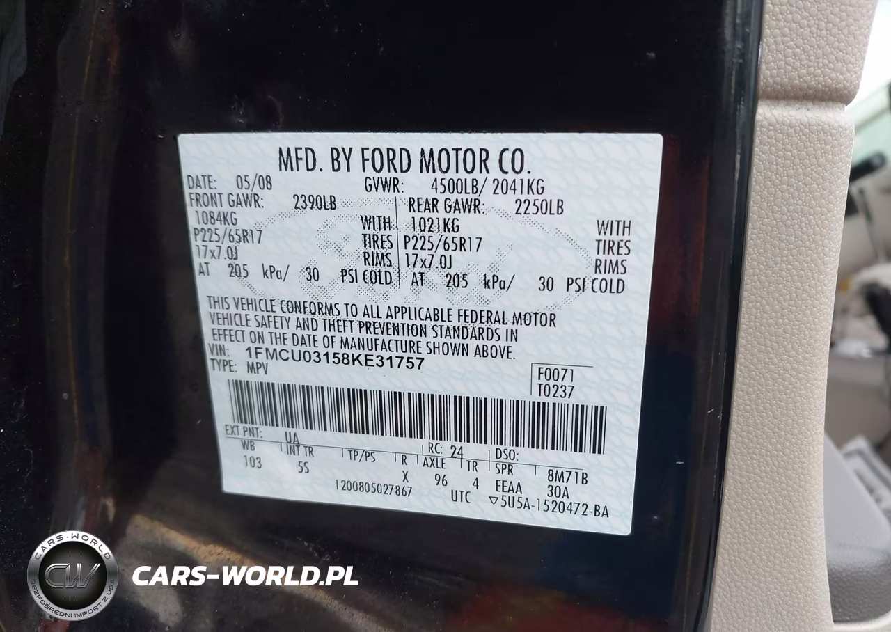 2008 Ford Escape Xlt VIN:1FMCU03158KE31757 - 9