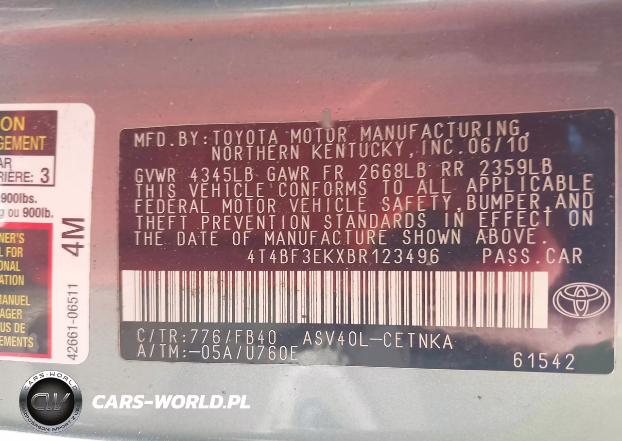 2011 Toyota Camry Le VIN:4T4BF3EKXBR123496 - 9