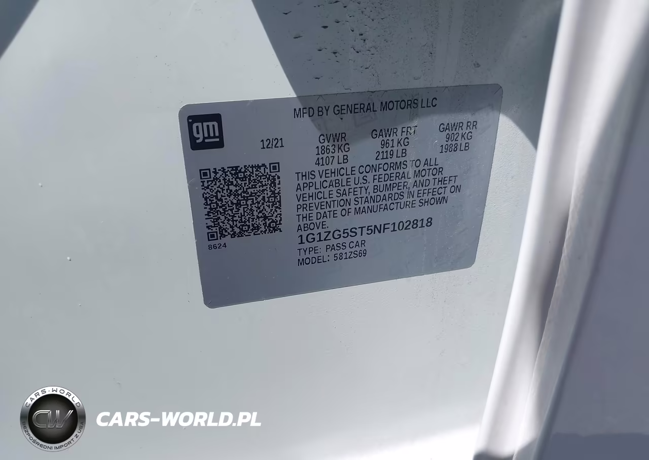 2022 Chevrolet Malibu Fwd Rs VIN:1G1ZG5ST5NF102818 - 9