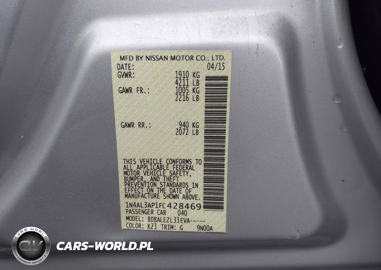 2015 Nissan Altima 2.5-2.5 S-2.5 Sl-2.5 Sv VIN:1N4AL3AP1FC428469 - 9