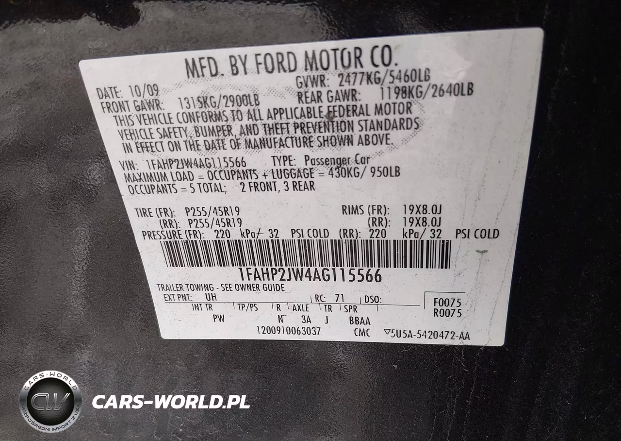 2010 Ford Taurus Limited VIN:1FAHP2JW4AG115566 - 9