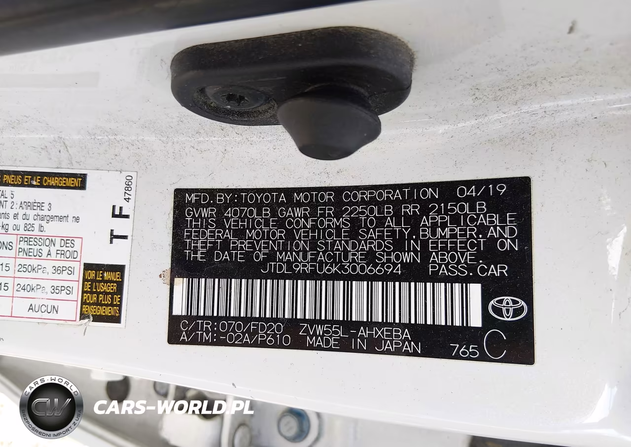 2019 Toyota Prius VIN:JTDL9RFU6K3006694 - 8