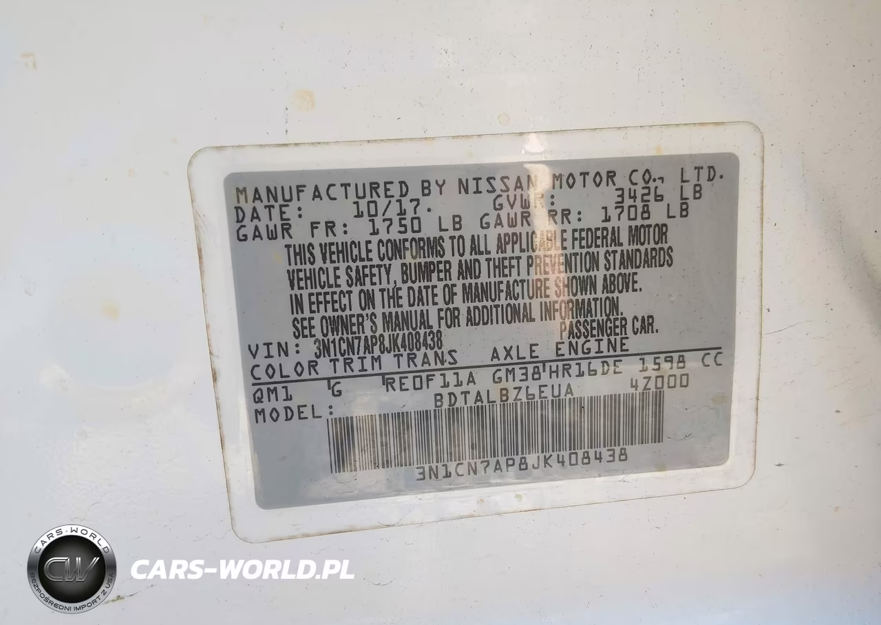 2018 Nissan Versa 1.6 Sv VIN:3N1CN7AP8JK408438 - 9