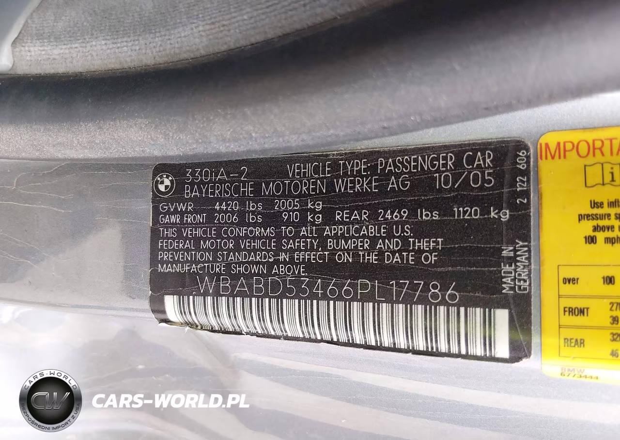 2006 BMW 330Ci VIN:WBABD53466PL17786 - 9