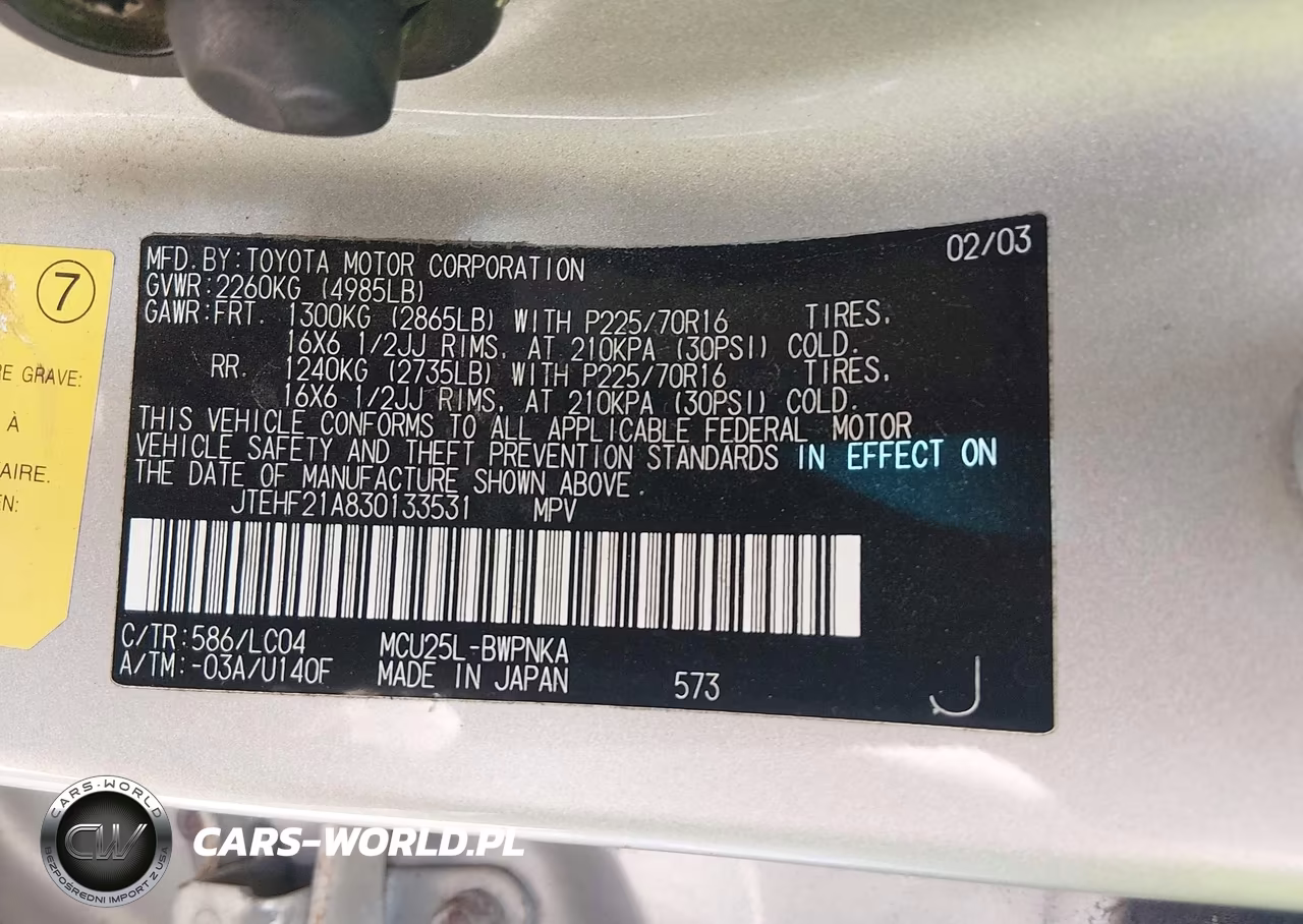 2003 Toyota Highlander Limited V6 VIN:JTEHF21A830133531 - 9