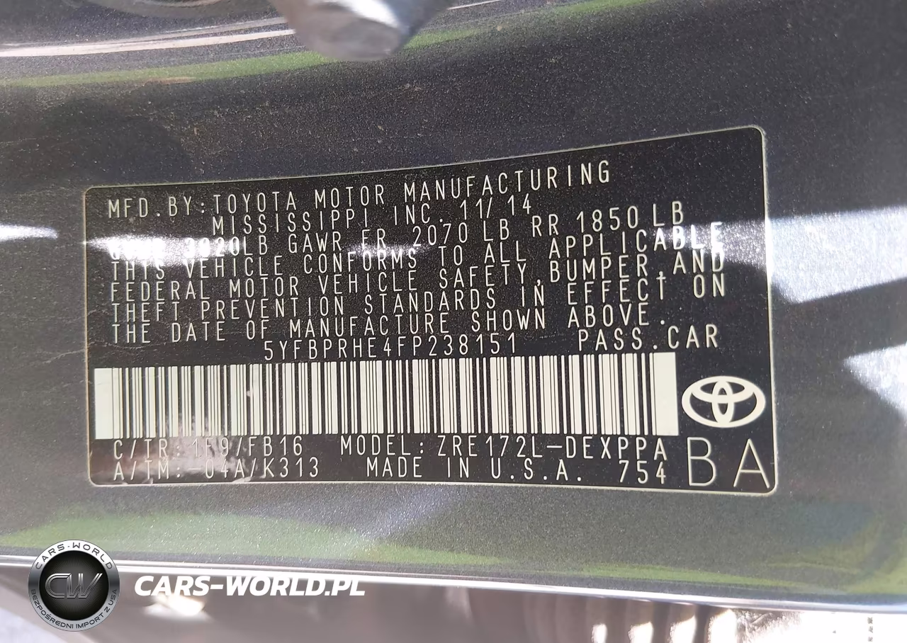 2015 Toyota Corolla Le Eco Plus VIN:5YFBPRHE4FP238151 - 9